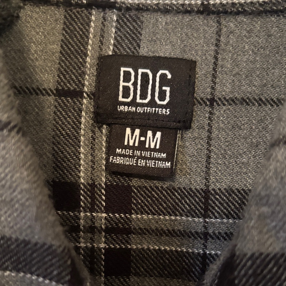 BDG Urban Outfitters Black and Gray Checkered Button Down Shirt - Picture 2 of 9